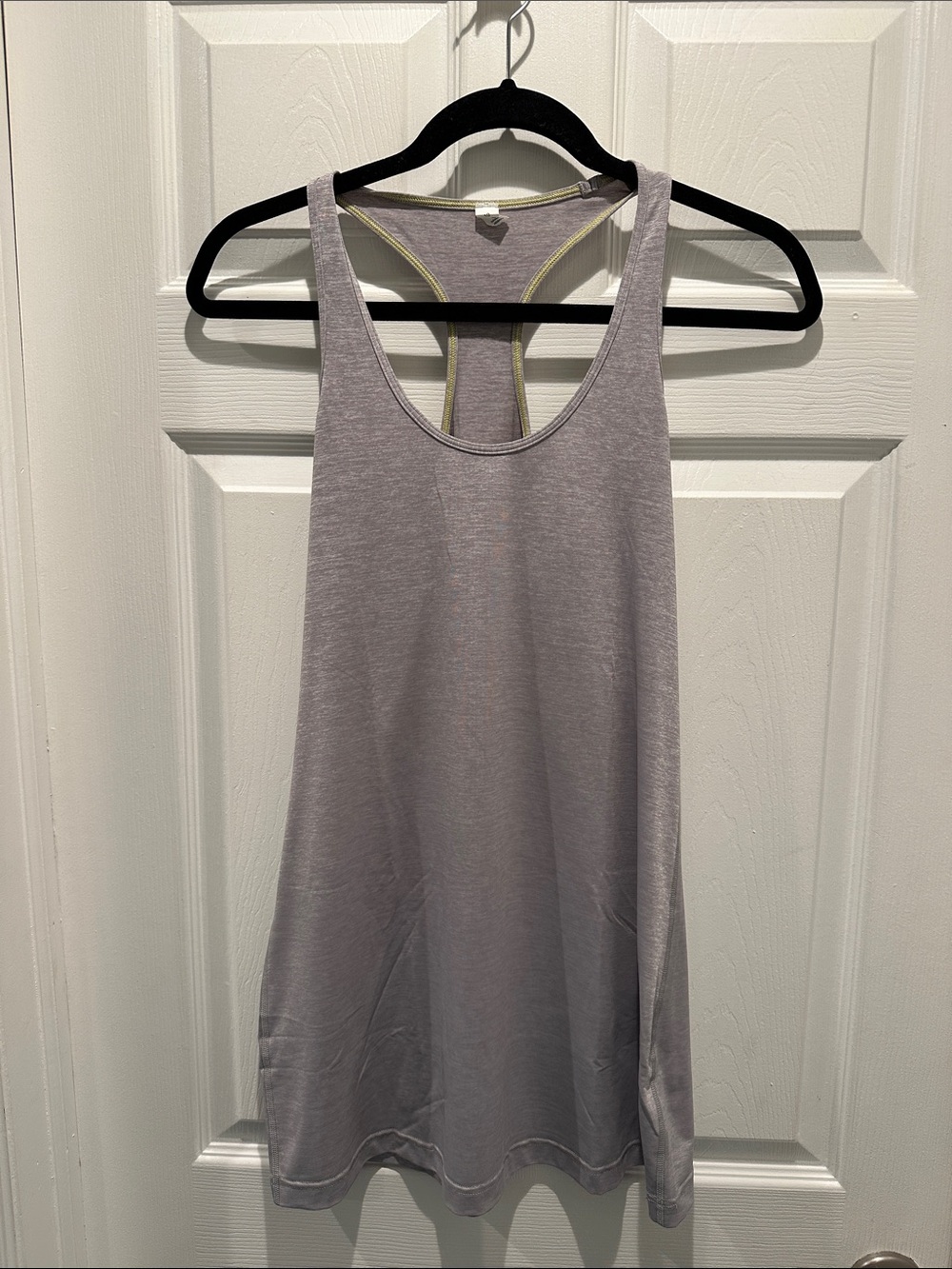 lululemon athletica light silver Racerback Tank with Yellow Trim Size 10 NWOT